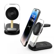 3 in 1 Magnetic Wireless Charging Station For Apple Devices Wireless Charger Station With Night Light