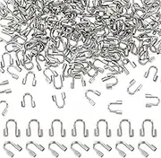 PH PandaHall 200pcs 304 Stainless Steel Wire Guardian Protectors U Shape Wire Guard Loops Thread Protector, 0.7mm Hole Wire Protector for Necklaces Bracelets Beading Jewelry Making Craft