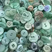 Mixed Lot Dyed Mint/Lt Green Premium Buttons All Sizes For Embellishments