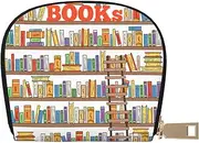 [EdWal] Funny Book Shelves Collection and Ladder Print Card Holder Unisex Credit Card Case for Men and Women Leather Card Holder, Slim Business Card, White, One Size