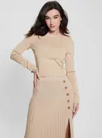 GUESS Women's Beige Sophie Knit Top Size: XL, Viscose Rayon