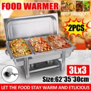 2Pcs 3×3L Stainless Steel Chafing Dish Set Buffet Servers Food Warmer With Lid