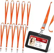 DOITOOL 10 Pcs Flat Lanyards Neck Straps for Id Badges Keys and Mobile Phones Lightweight Lanyard with Metal Clip Versatile Use for Schools Offices and Events