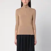 [Victoria Beckham] Beige wool blend zip sweater M Beige