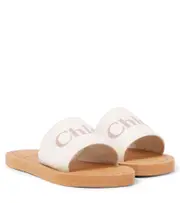 [Chloe Kids] Chloé Kids Logo embossed denim slides UK 12 white