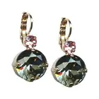 Mariana Earrings Luxurious Silver Night & Lt Rose Austrian Crystals Madagasca...