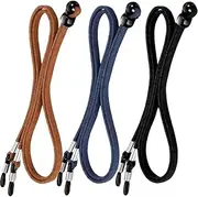 [XFentech] 3 Pcs Unisex Glasses Straps- Universal Leather Eyeglass Chain Lanyard Non-Slip Glasses Straps Glasses Chain Adjustable Spectacle Neck Cord Glasses String Holder for Men and Women, 3pcs (Black+dark Brown+dark Blue), One Size
