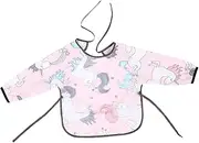 KOMBIUDA Waterproof Inside-out Sleeve Bib Sleeves Waterproof Apron Feeding Apron Bib for Eating Cotton Babies Bibs Weaning Bibs Long Sleeve Bib Polyester