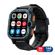 Black 4G Android Smart Watch 2G RAM+16G ROM GPS WiFi Dual Camera For Men Women