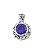 Samuel B. Silver 3.10 ct. tw. Amethyst Bali Design Pendant