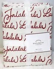 Pottery Barn Fa La La Full Size Sheet Set Holiday White Fitted Flat Pillow Case