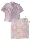 Talbots $246 Women 16 Pure Silk Lilac 2pc Skirt Linen Blazer Set Easter Church