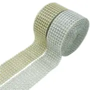 5 Yard 8Rows Crystal Diamond Mesh Rhinestone Ribbon DIY Wedding Party Decoration