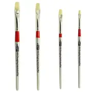 AS-102 Chungking White Hog Bristle Flats Brush Set 4 pcs