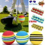 1/10Pcs Rainbow Stripe Foam Sponge Golf Balls Swing Practice Training Aids AN