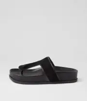 New Mollini Cece Black Suede Leather Thongs Womens Shoes Casual