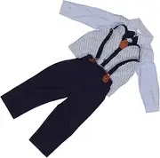 [BESTYASH] Toddler Gentleman Outfit Boys' Tie Shirts Children's Formal Shirt Overalls for Boys Stylish British Design Comfortable Material
