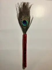 Peacock Feather on colorful stick good luck and peace to have on entry door