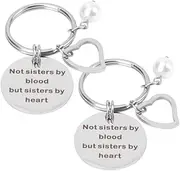 [SAFIGLE] Set of 2 Heart Shaped Keychains Stainless Steel Key Holder Pearl Key Rings Creative Ornaments for Graduation