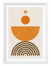 [Profile Australia] Australian Made Orange Boho Sun Bowl Art Print A2in White Frame