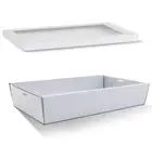 10 x Large White Disposable Catering Grazing Boxes Trays With Clear Frame Lids