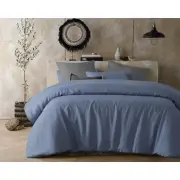 Vintage Design Homeware 100% Hemp Quilt Cover Set (Sky Blue) - King