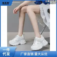 在飛比找Yahoo!奇摩拍賣優惠-震地王老爹鞋女10cm厚底網面透氣內增高松糕高跟運動單鞋