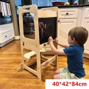 Foldable Toddler Step Stool 3 Steps Kids Kitchen Counter Tower Learning Stools