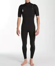 VOLCOM Men's 2/2 MODULATOR Chest-Zip S/S Wetsuit BLK - Large Tall LAST ONE LEFT