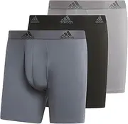 [adidas] Men's Performance Stretch Cotton Boxer Brief Underwear (3-Pack) Designed for Active Comfort and All Day Wear