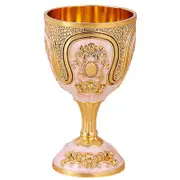 Vintage Chalice Wine Goblet European Style Classic Metal Goblet For Housewarming Festive Gift Golden White