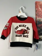 Disney Pixar Cars Lightning McQueen Red And White Sweater 18 Months