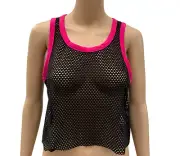 Umbro Womens Netted Black & Pink Activewear Vest Top Cropped Size 12