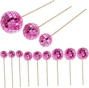 DOITOOL 24pcs Disco Ball Cake Toppers Mirror Finish Cupcake Decorations for Birthday Parties Disco Theme Events Stylish and Creative Cake Inserts Party Favors and Photo Props