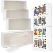 Welloux Display Case Compatible with Funko Pop Boxes, Stackable 4 Single Row, with Transparent Cover to Protect Your Collection Against Dust (Holds 12 Pops), White (PP10)
