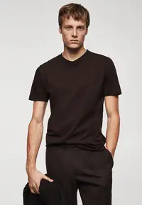 在飛比找ZALORA購物網優惠-Basic Cotton V-Neck T-Shirt