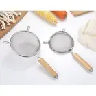 Stainless Steel Mesh Sieve Wooden Handle Liquids Strainer Utensil Filters
