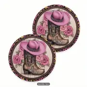 Cup Holder Coasters for Car Set-of-2 Pink Cowgirl Gift