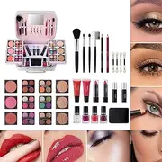 Full Makeup Kit, Makeup Brush Blush Lipstick Full Kit, Makeup Brush and Blush Lipstick Full Kit, Professional Makeup Set, Safe and Stylish Makeup Case for Weddings, Parties, and Everyday