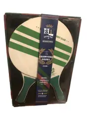 Paddle Set Ping Pong Table Tennis Paddleball 2 Wooden Paddles 2 Paddleball Green