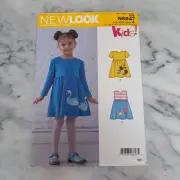 NEW LOOK N6647 Toddler Flared Knit Dresses w Appliques Sz 1/2-4 UNCUT Pattern
