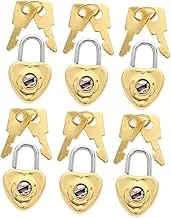 HEALSOPTHY 6Sets Mini Heart Shaped Padlock Cute Antique Decorative Locks with Keys for Jewelry Diary and Stationery Portable Love Symbol for Couples and