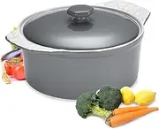 [Bruntmor] Casserole Dish with Lid - Oven Safe Casseroles for Baking Dishes - Bakeware Pot with Handles - Covered Deep Casserole Set - Bakeware with Lids - Cookware Set - 2 Quarts - Grey & White