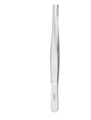 Set of 6 Standard Dressing Forceps, 5", Straight, Serrated Tips, Premium