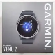 Garmin Venu 2 45mm Smartwatch, Silver Bezel / Blue Band 010-02430-00 NEW SEALED!