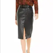 Bella Tilley X Bar lll Black Faux Leather Skirt sz M