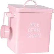 VANZACK Pink Pet Food Storage Container Airtight Metal Canister for Pet Food Seeds Durable Design with Spoon for Dogs and Cats