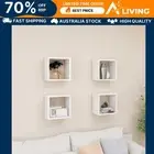 Wall Cube Shelves 4 pcs High Gloss White Storage Display Modern Home Decor 07044