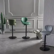 Bar Stools Kitchen Bar Stool Leather Barstools Swivel Gas Lift Counter Chairs x2 BS8405 Lightgreen
