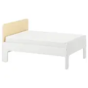 SLÄKT ext bed frame with slatted bed base, white/birch, 91x190 cm